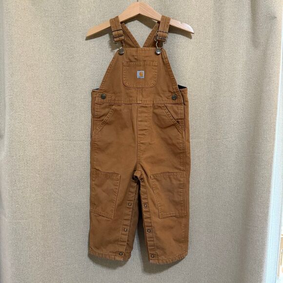 Carhartt Duck Flannel Lined Overalls 24M Outfit Outdoor Winter Snow - Picture 1 of 10